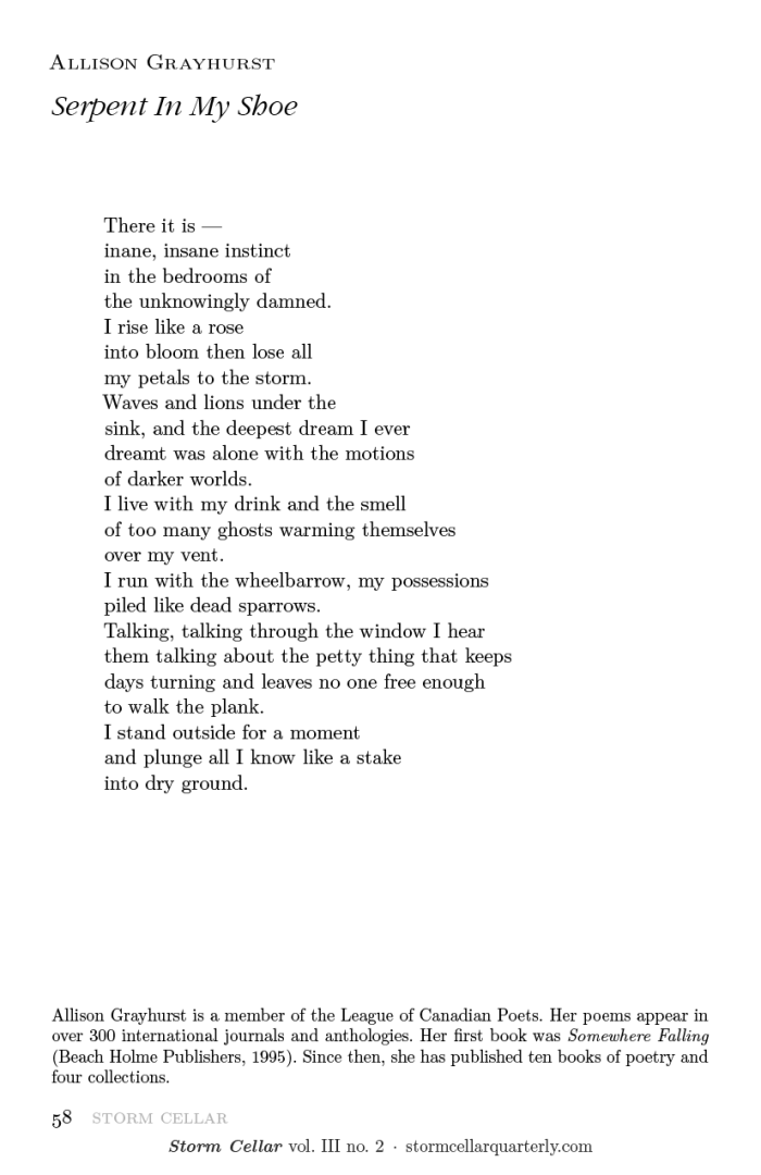 Allison Grayhurst - Serpent in My Shoe [sample]