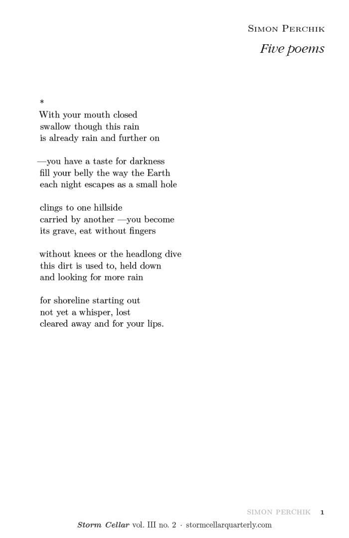 Simon Perchik - five poems [sample-1]