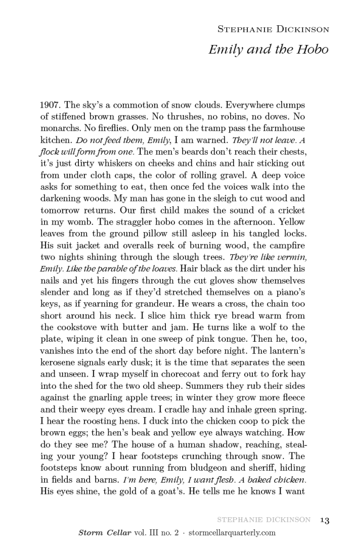 Stephanie Dickinson - three flashes [sample]