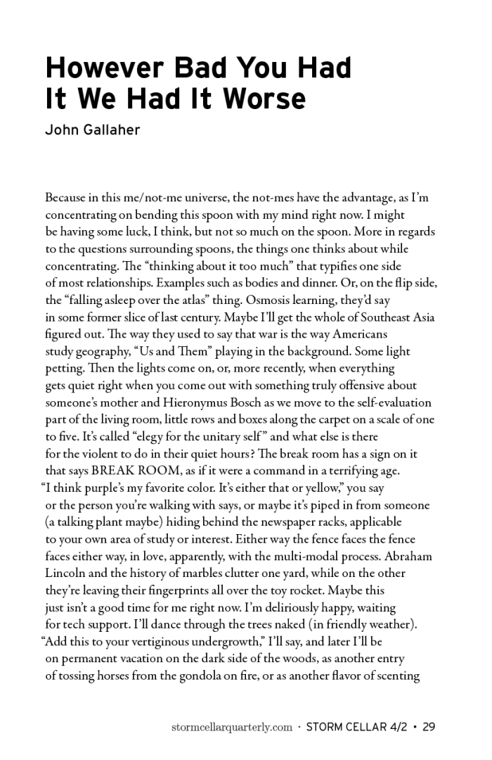 John Gallaher - two poems [sample2]